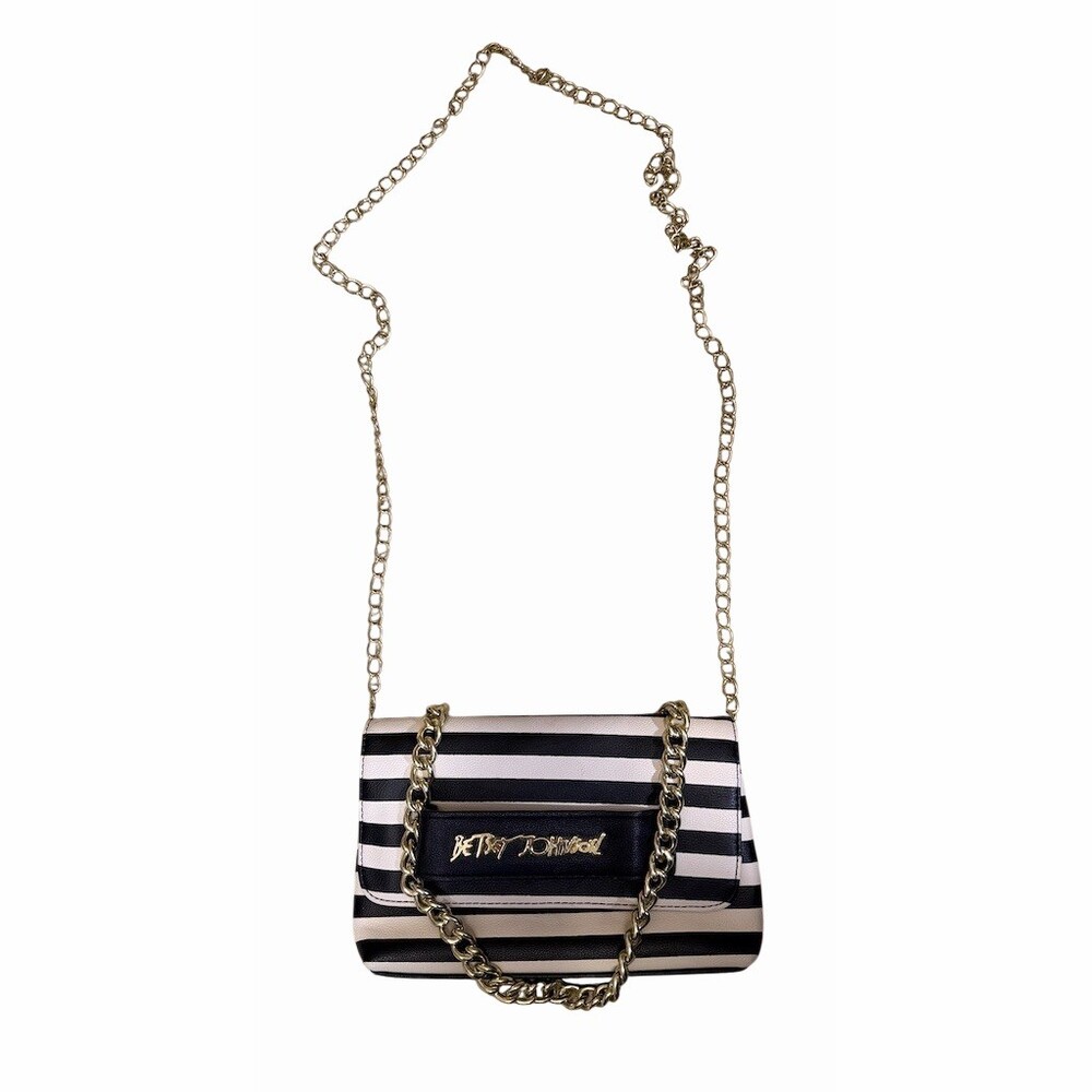 Betsey Johnson Small Shoulder/Crossbody Bag Black & White Striped